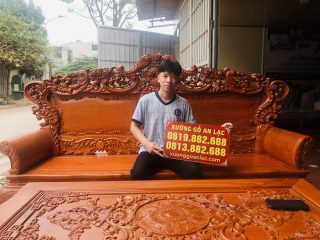 Bộ bàn ghế hoàng gia louis hoa lá tây gỗ hương đá cao cấp (Anh Tiến, Thái Bình) 15 bộ bàn ghế louis hoàng gia tân cổ điển