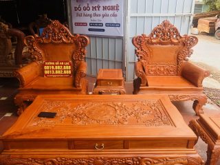 Bộ bàn ghế hoàng gia louis hoa lá tây gỗ hương đá cao cấp (Anh Tiến, Thái Bình) 16 bàn ghế louis gỗ hương đá