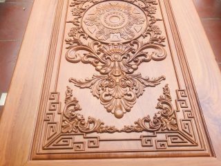 Bộ bàn ghế hoàng gia louis hoa lá tây gỗ hương đá cao cấp (Anh Tiến, Thái Bình) 17 bàn trà chữ nhật mặt đục hoa lá tây