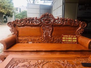 Bộ bàn ghế hoàng gia louis hoa lá tây gỗ hương đá cao cấp (Anh Tiến, Thái Bình) 19 đoản dài louis hoàng gia
