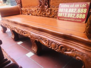 Bộ bàn ghế hoàng gia louis hoa lá tây gỗ hương đá cao cấp (Anh Tiến, Thái Bình) 21 đoản dài louis 8 chân