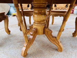 Bộ bàn tròn louis 6 ghế hồng hạt gỗ gõ đỏ cao cấp (Chị Bình, Lạng Sơn) 13 hệ chân thiết kế cầu kỳ