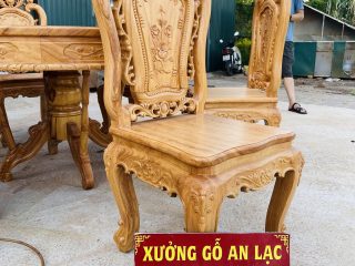 Bộ bàn tròn louis 6 ghế hồng hạt gỗ gõ đỏ cao cấp (Chị Bình, Lạng Sơn) 15 mẫu ghế louis hồng hạt