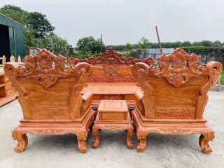 Combo bàn ghế louis hoàng gia 6 món và kệ tivi gỗ hương đá (Anh Khánh, Nghệ An) 25 mặt lưng của ghế louis tân cổ điển