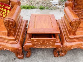 Combo bàn ghế louis hoàng gia 6 món và kệ tivi gỗ hương đá (Anh Khánh, Nghệ An) 26 mẫu đôn kẹp gỗ hương đá