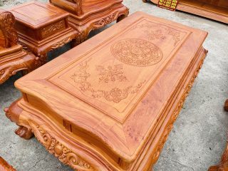 Combo bàn ghế louis hoàng gia 6 món và kệ tivi gỗ hương đá (Anh Khánh, Nghệ An) 15 bàn trà louis gỗ hương đá
