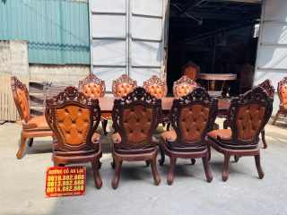 bộ bàn ăn 10 ghế louis