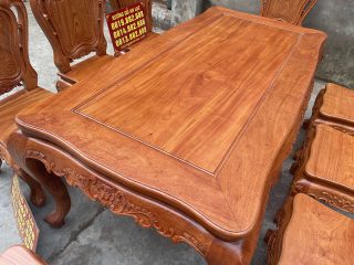 Mẫu bàn ăn hoàng gia 8 ghế louis gỗ hương đá (Chú Nhân, Vĩnh Phúc) 13 bàn chữ nhật hoàng gia