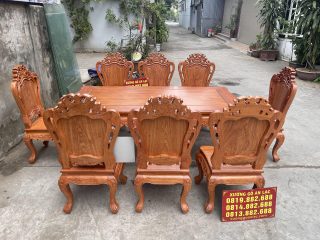 Mẫu bàn ăn hoàng gia 8 ghế louis gỗ hương đá (Chú Nhân, Vĩnh Phúc) 16 bàn ghế louis hoàng gia