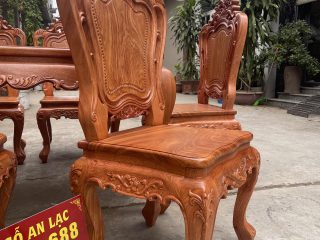 Mẫu bàn ăn hoàng gia 8 ghế louis gỗ hương đá (Chú Nhân, Vĩnh Phúc) 18 ghế ngồi lưng cao không tay