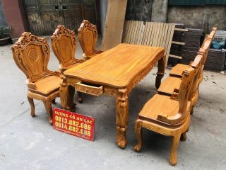 bộ bàn ăn gỗ gõ đỏ cao cấp