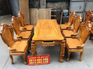 bộ bàn ghế ăn louis hoàng gia
