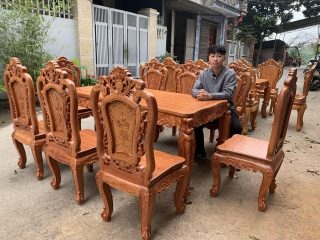 bộ bàn ăn 8 ghế gỗ hương