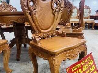 Mẫu bàn ăn tròn 1m37 kết hợp 8 ghế louis ngọc mặt trời gỗ gõ đỏ (Anh Thành, Thái Nguyên) 14 mẫu ghế louis ngọc mặt trời cao cấp