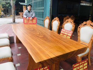 bàn ăn nguyên khối gỗ cẩm đá