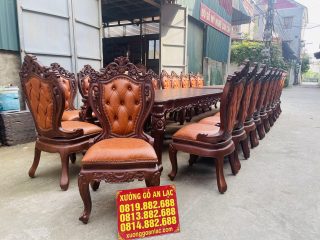 Siêu phẩm 2 bàn ăn hoàng gia 24 ghế louis bọc đệm gỗ gõ đỏ cực vip (Anh Đông, Hải Phòng) 27 mẫu ghế louis hoàng gia có tay