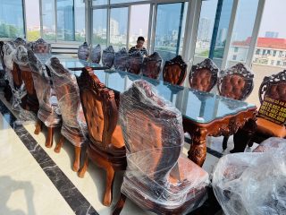 Siêu phẩm 2 bàn ăn hoàng gia 24 ghế louis bọc đệm gỗ gõ đỏ cực vip (Anh Đông, Hải Phòng) 31 bộ sản phẩm bàn ghế ăn louis 24 ghế