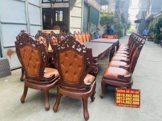 Siêu phẩm 2 bàn ăn hoàng gia 24 ghế louis bọc đệm gỗ gõ đỏ cực vip (Anh Đông, Hải Phòng) 19 2 bàn ăn hoàng gia 24 ghế louis bọc đệm gỗ gõ đỏ vip