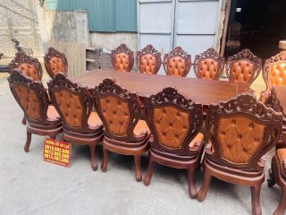 Siêu phẩm 2 bàn ăn hoàng gia 24 ghế louis bọc đệm gỗ gõ đỏ cực vip (Anh Đông, Hải Phòng) 20 2 bộ bàn ăn 12 ghế hoàng gia