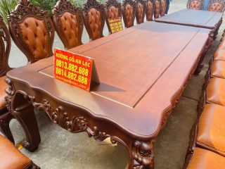 Siêu phẩm 2 bàn ăn hoàng gia 24 ghế louis bọc đệm gỗ gõ đỏ cực vip (Anh Đông, Hải Phòng) 25 mẫu bàn ăn chữ nhật