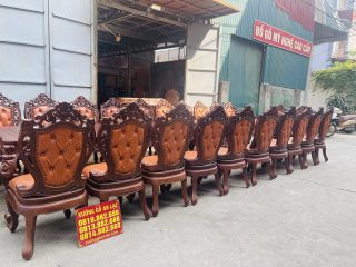 Siêu phẩm 2 bàn ăn hoàng gia 24 ghế louis bọc đệm gỗ gõ đỏ cực vip (Anh Đông, Hải Phòng) 26 bàn ăn 24 ghế