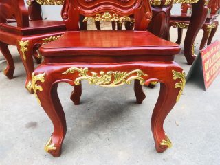 Siêu phẩm bàn ăn hoàng gia 1m8x90 6 ghế louis gỗ gõ đỏ dát vàng (Anh Thuận, Vĩnh Phúc) 21 hệ chân yếm louis hoàng gia