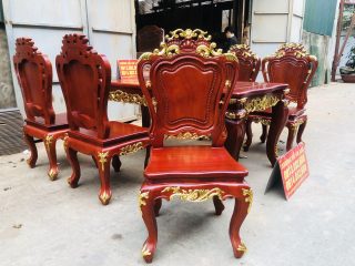 Siêu phẩm bàn ăn hoàng gia 1m8x90 6 ghế louis gỗ gõ đỏ dát vàng (Anh Thuận, Vĩnh Phúc) 16 mẫu ghế louis hoàng gia