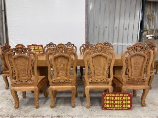 bộ bàn ăn 10 ghế louis