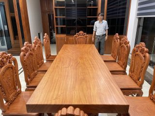 bàn ăn nguyên khối 10 ghế louis