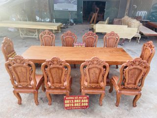 bộ bàn ăn gỗ hương đá cao cấp