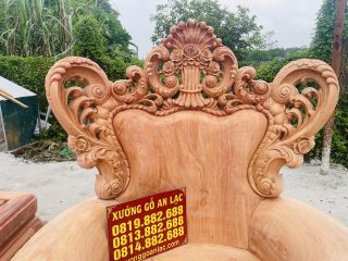 Siêu phẩm bàn ghế louis hoàng gia nguyên khối 10 món gỗ hương đá cao cấp (Anh Bằng, Đà Nẵng) 26 chương ghế đục hoa hồng lá tây vách trơn