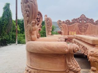 Siêu phẩm bàn ghế louis hoàng gia nguyên khối 10 món gỗ hương đá cao cấp (Anh Bằng, Đà Nẵng) 27 góc nghiêng của mẫu ghế đơn louis