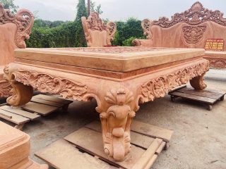 Siêu phẩm bàn ghế louis hoàng gia nguyên khối 10 món gỗ hương đá cao cấp (Anh Bằng, Đà Nẵng) 18 hệ chân yếm bàn đục hoa lá tây