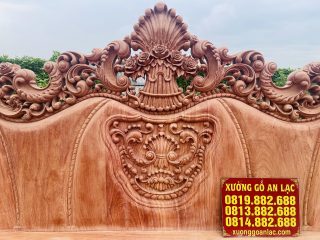 Siêu phẩm bàn ghế louis hoàng gia nguyên khối 10 món gỗ hương đá cao cấp (Anh Bằng, Đà Nẵng) 19 đoản dài đục hoa hồng lá tây