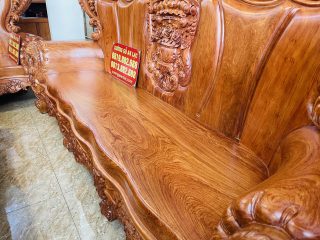 Siêu phẩm bàn ghế louis hoàng gia nguyên khối 10 món gỗ hương đá (Anh Duy, Sài Gòn) 29 Mặt ngồi gỗ nguyên khối dày 10p