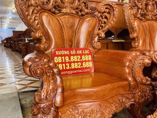 Siêu phẩm bàn ghế louis hoàng gia nguyên khối 10 món gỗ hương đá (Anh Duy, Sài Gòn) 32 ghế đơn louis hoàng gia tân cổ điển