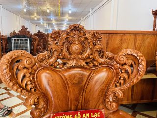 Siêu phẩm bàn ghế louis hoàng gia nguyên khối 10 món gỗ hương đá (Anh Duy, Sài Gòn) 34 Vách tựa ghế đơn louis hoàng gia