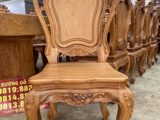 Siêu phẩm bàn ăn nguyên khối 3m55cm kết hợp 10 ghế louis gỗ gõ đỏ (Chú Nhẫn, Hưng Yên) 12 mẫu ghế louis hoàng gia tân cổ điển
