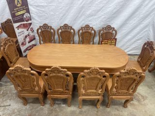 Bộ bàn ăn 10 ghế louis hoàng gia cao cấp