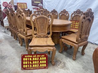 bàn ăn bầu dục kết hợp ghế louis