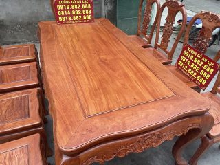 Mẫu bàn ăn louis hoàng gia kết hợp 10 ghế cây đàn gỗ hương đá cao cấp (Chú Thọ, Vĩnh Phúc) 12 mẫu bàn ăn louis hoàng gia