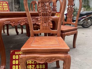 Mẫu bàn ăn louis hoàng gia kết hợp 10 ghế cây đàn gỗ hương đá cao cấp (Chú Thọ, Vĩnh Phúc) 15 bộ bàn ăn 10 ghế ngồi