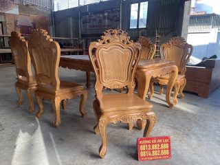 Bộ bàn ăn hoàng gia 6 ghế louis hoa lá tây gỗ hương đá (Chị Duyên, Nam Định) 11 bộ bàn ăn 6 ghế louis