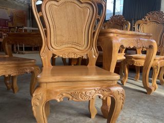 Bộ bàn ăn hoàng gia 6 ghế louis hoa lá tây gỗ hương đá (Chị Duyên, Nam Định) 12 mẫu ghế louis gỗ hương đá