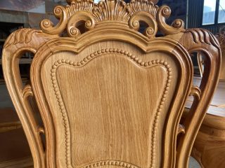 Bộ bàn ăn hoàng gia 6 ghế louis hoa lá tây gỗ hương đá (Chị Duyên, Nam Định) 13 tựa lưng ghế louis hoàng gia
