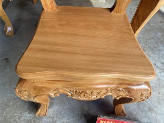 Bộ bàn ăn hoàng gia 6 ghế louis hoa lá tây gỗ hương đá (Chị Duyên, Nam Định) 14 mặt ngồi liền tấm