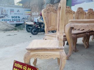 Bộ bàn ăn hoàng gia kết hợp 10 ghế louis gỗ gõ đỏ hàng vip xong mộc (Anh Minh, Hải Dương) 26 hệ chân sau liền vách chắc chắn
