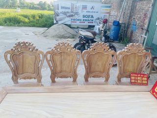Bộ bàn ăn hoàng gia kết hợp 10 ghế louis gỗ gõ đỏ hàng vip xong mộc (Anh Minh, Hải Dương) 20 Bộ bàn ăn 10 ghế louis
