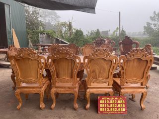 bộ bàn ghế ăn louis cao cấp đục 2 mặt
