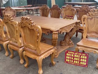 bộ bàn ăn 10 ghế louis